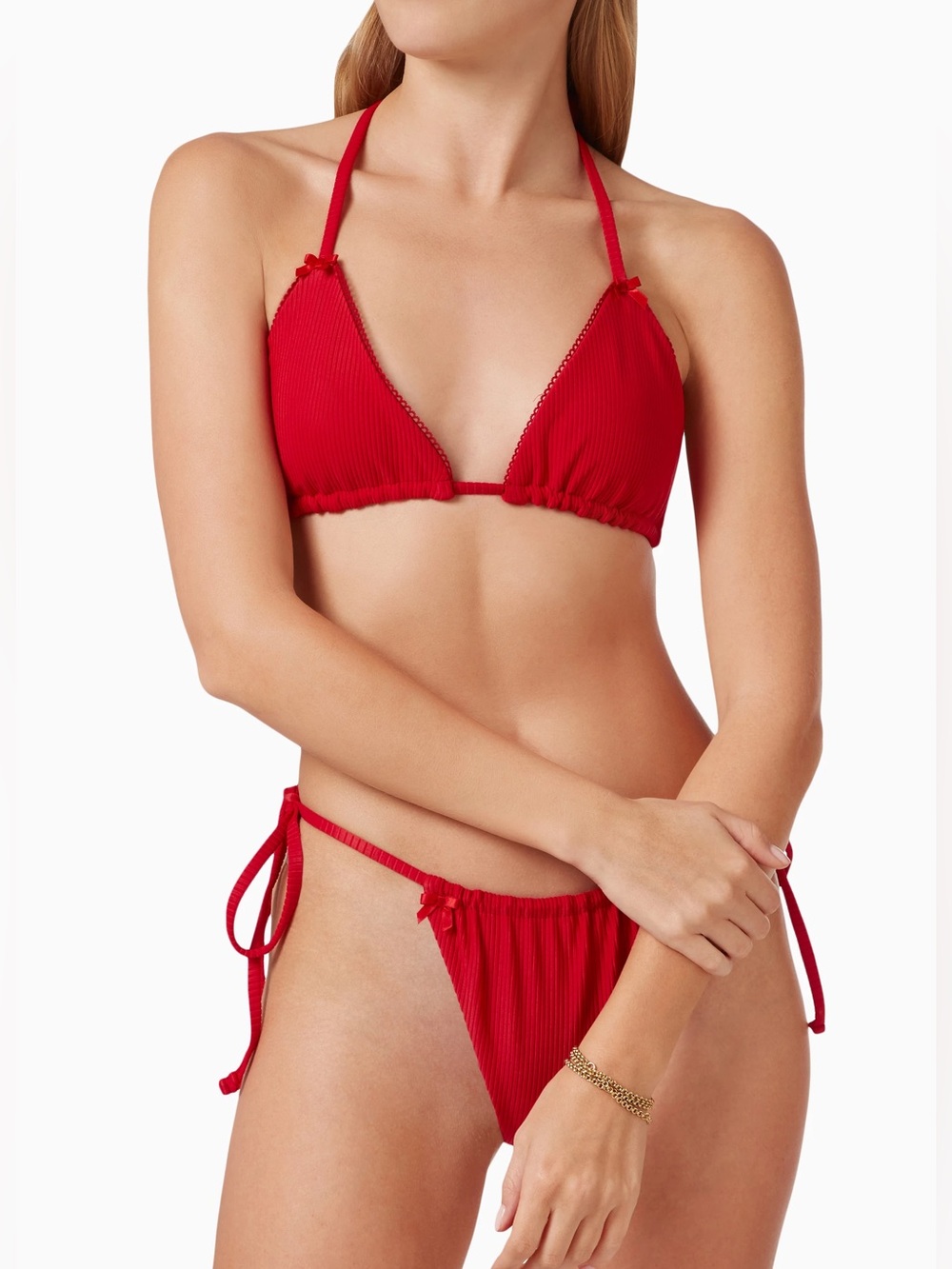 RARE FRANKIE’S BIKINIS Tia Top & Matching Bottoms Bikini Set in ‘Crimson’